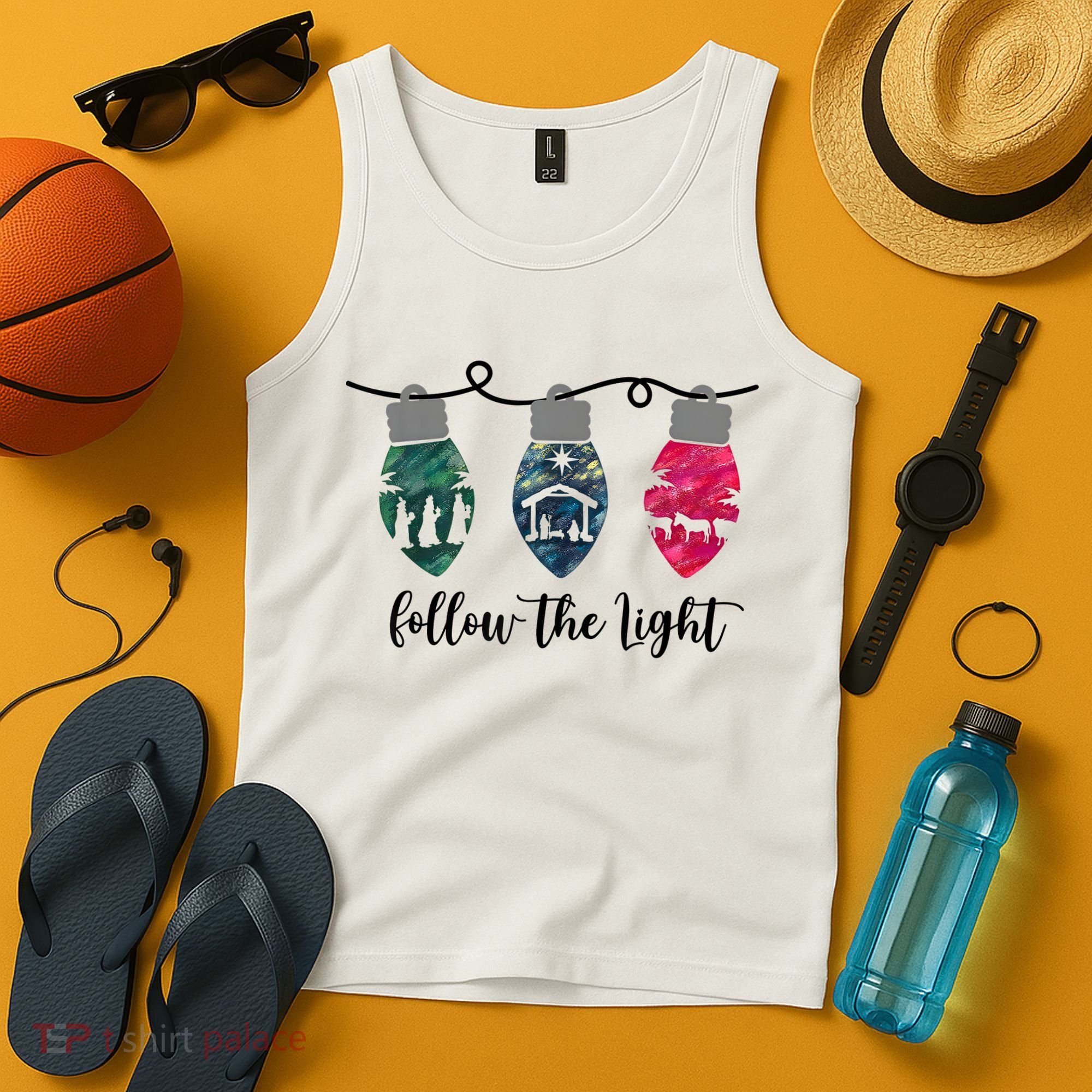 Follow The Light Christ Xmas Light Tank Top