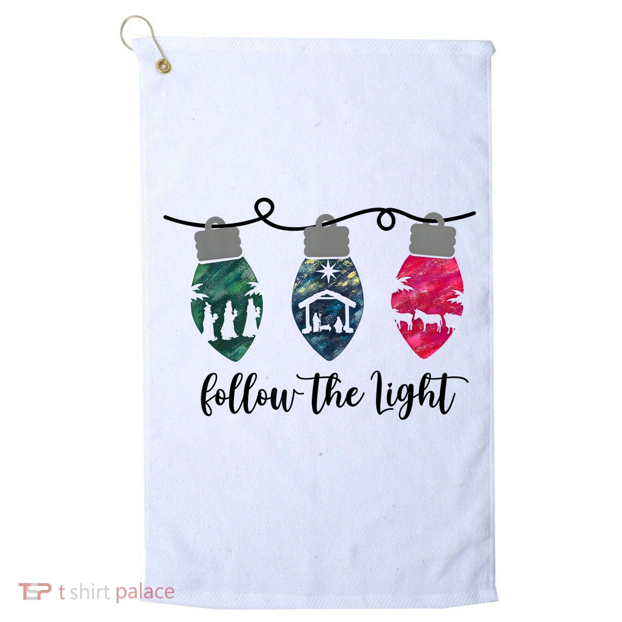 Follow The Light Christ Xmas Light Golf Towel