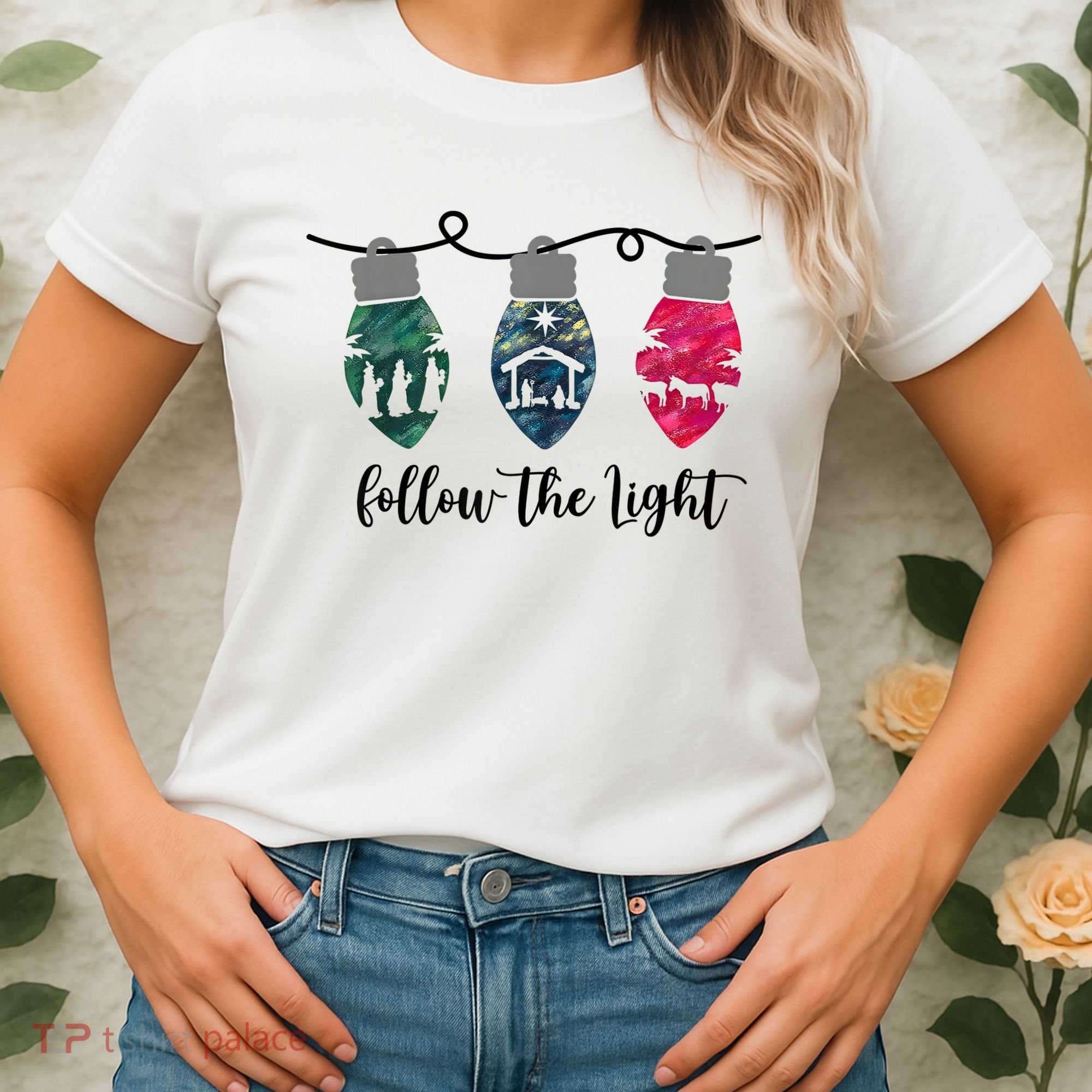 Follow The Light Christ Xmas Light Women's T-Shirt