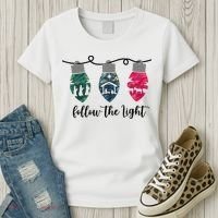 Follow The Light Christ Xmas Light Women's T-Shirt thumb 3