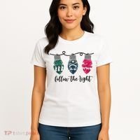 Follow The Light Christ Xmas Light Women's T-Shirt thumb 4
