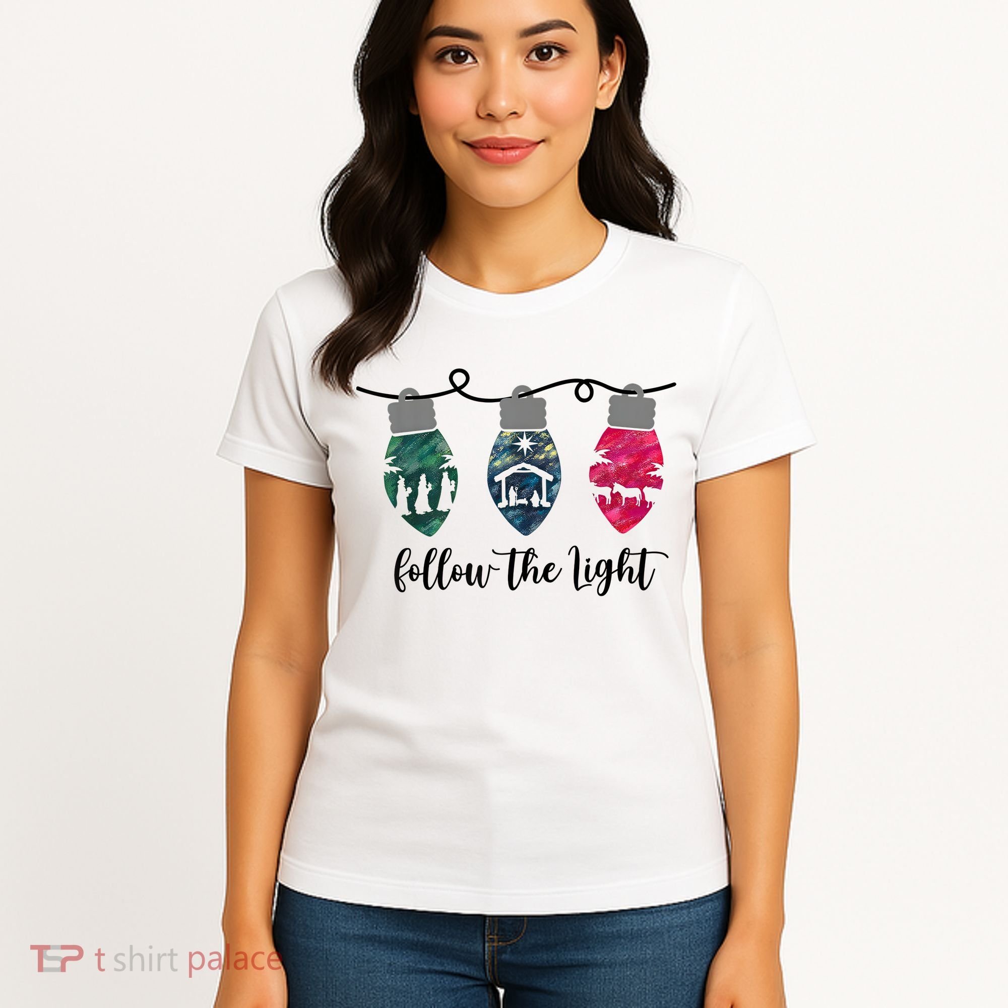 Follow The Light Christ Xmas Light Women's T-Shirt
