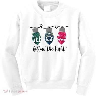 Follow The Light Christ Xmas Light Kids Sweatshirt