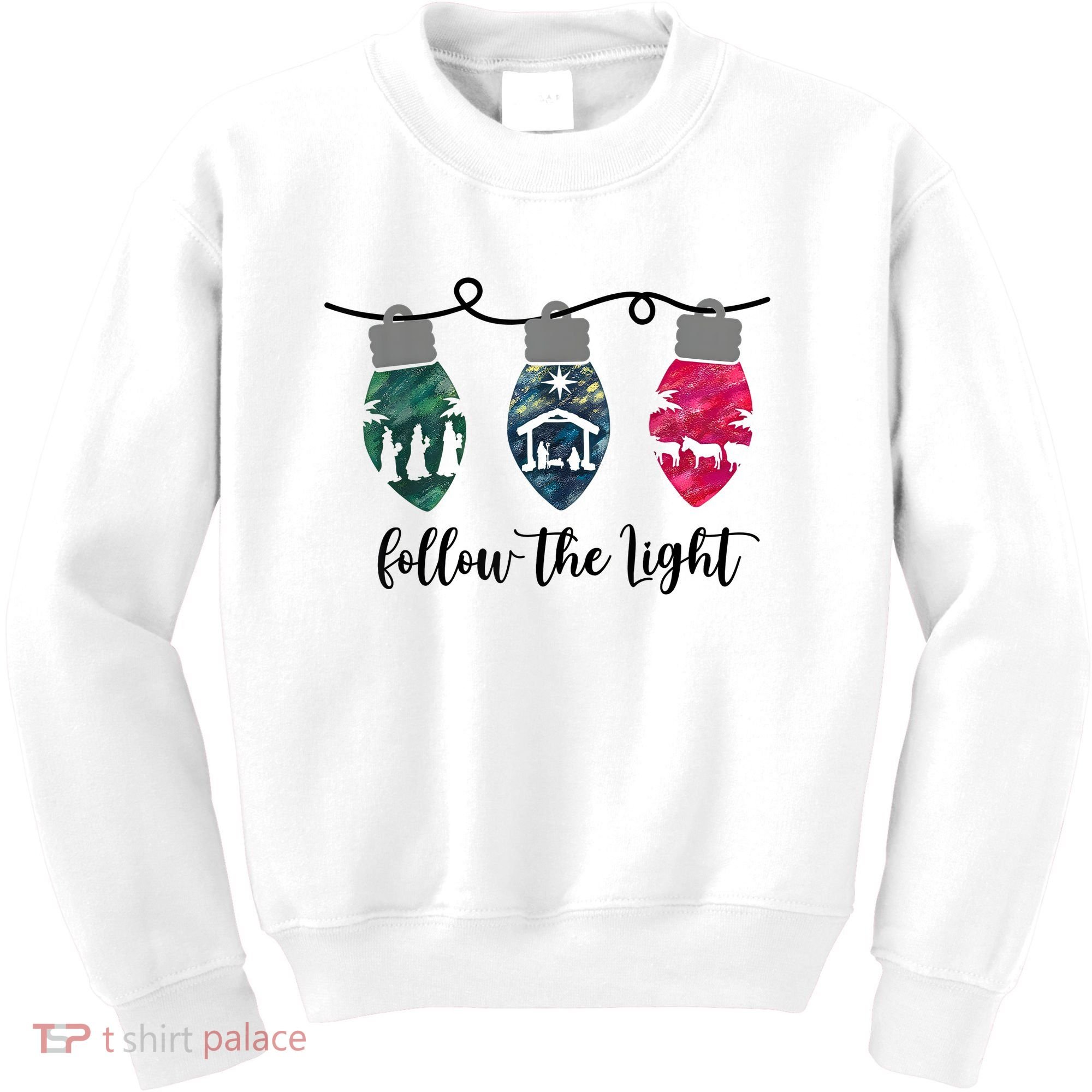 Follow The Light Christ Xmas Light Kids Sweatshirt