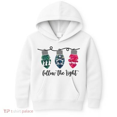 Follow The Light Christ Xmas Light Kids Hoodie