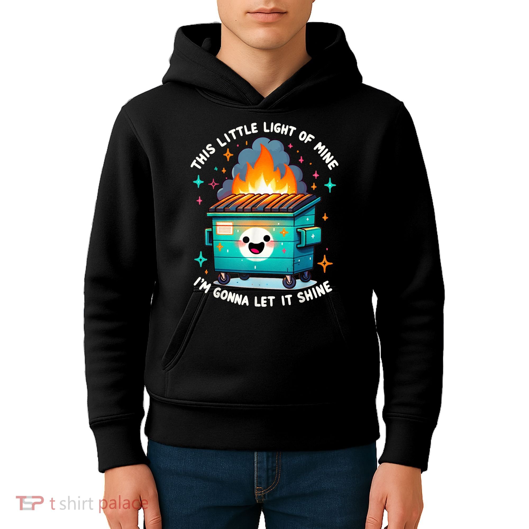 Funny This Little Light Of Mine Lil Dumpster Fire Kids Hoodie