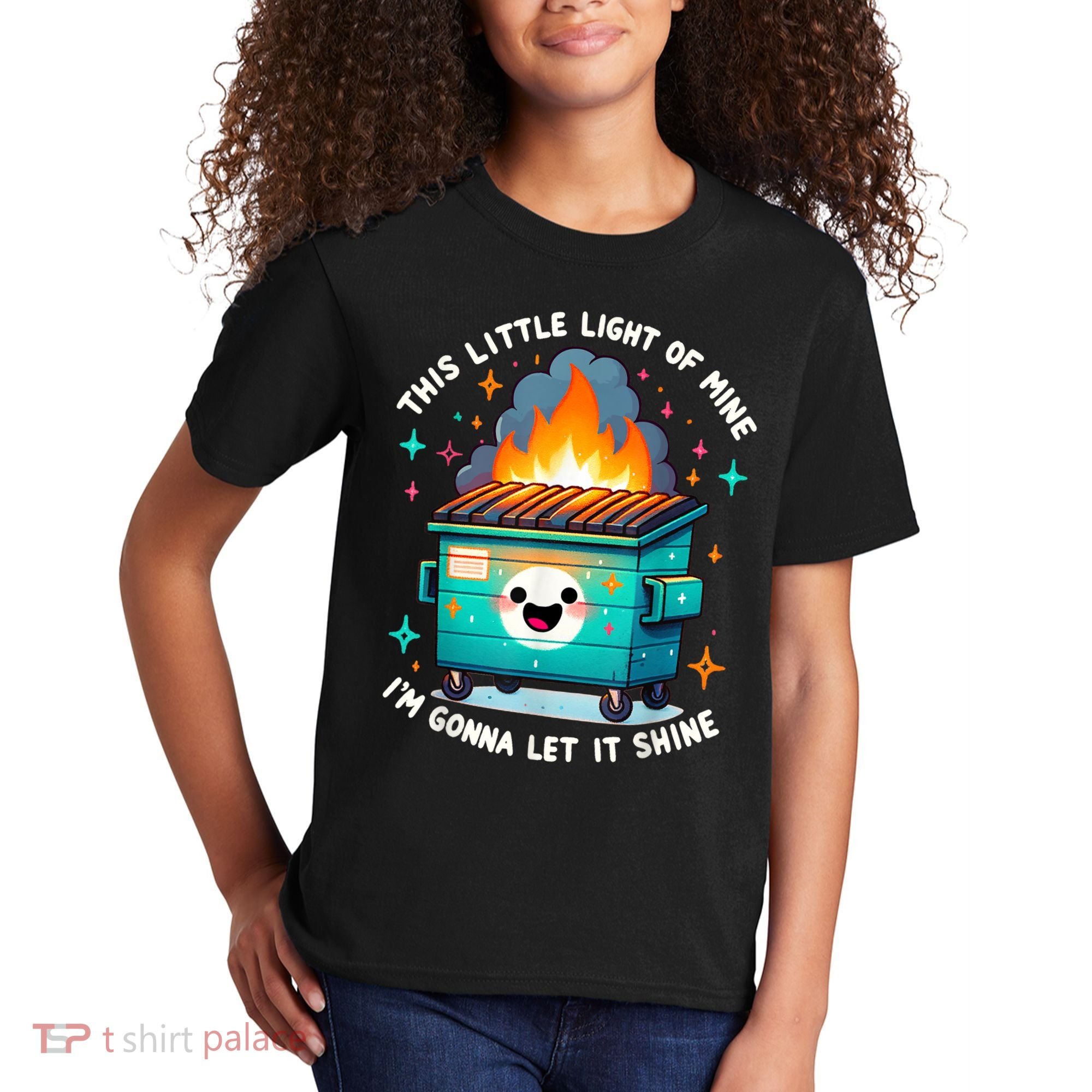 Funny This Little Light Of Mine Lil Dumpster Fire Kids T-Shirt