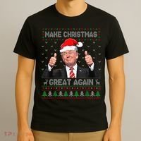 Funny Trump Make Christmas Great Again Ugly Sweater Xmas T-Shirt thumb 3
