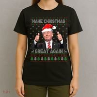 Funny Trump Make Christmas Great Again Ugly Sweater Xmas T-Shirt thumb 4
