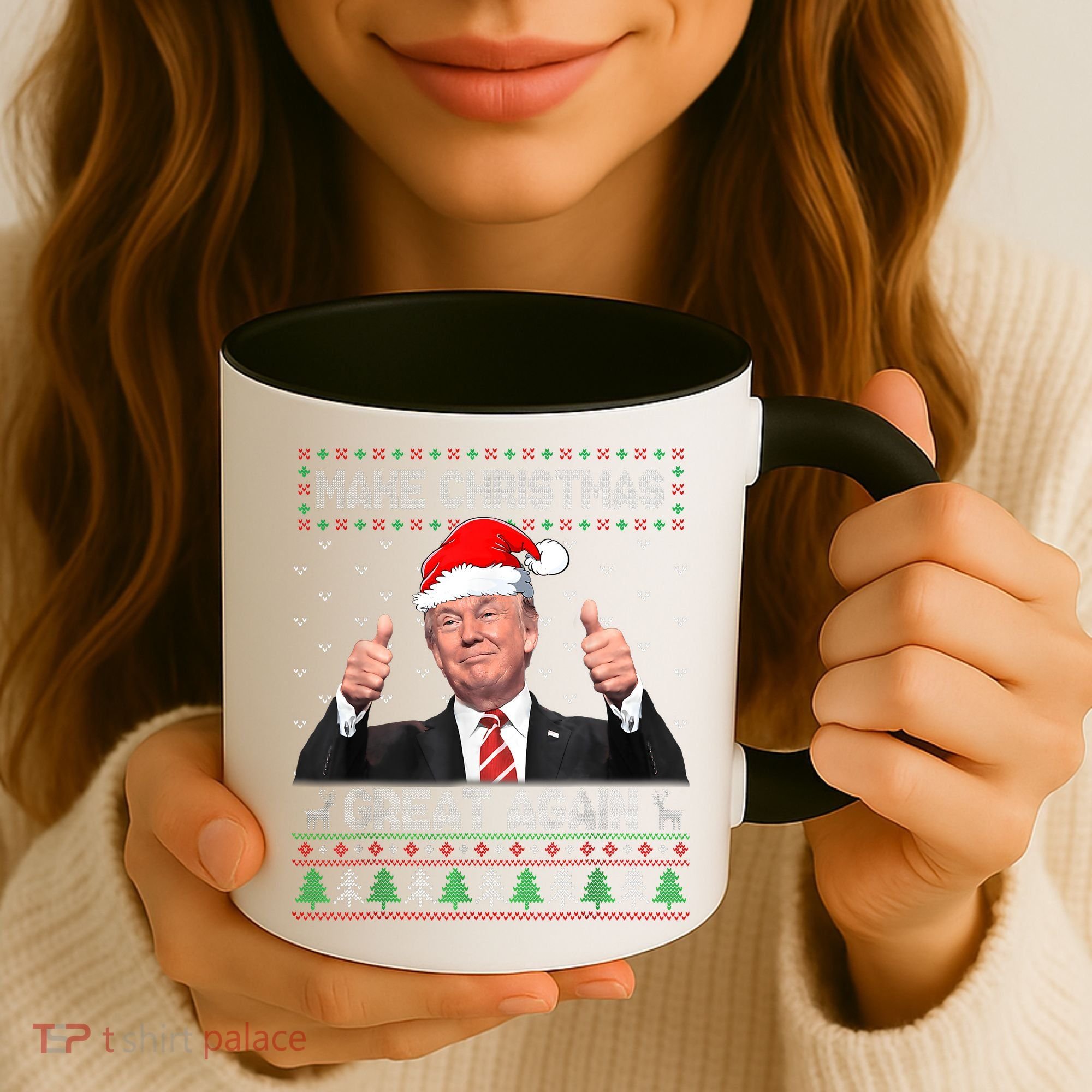 Funny Trump Make Christmas Great Again Ugly Sweater Xmas Coffee Mug
