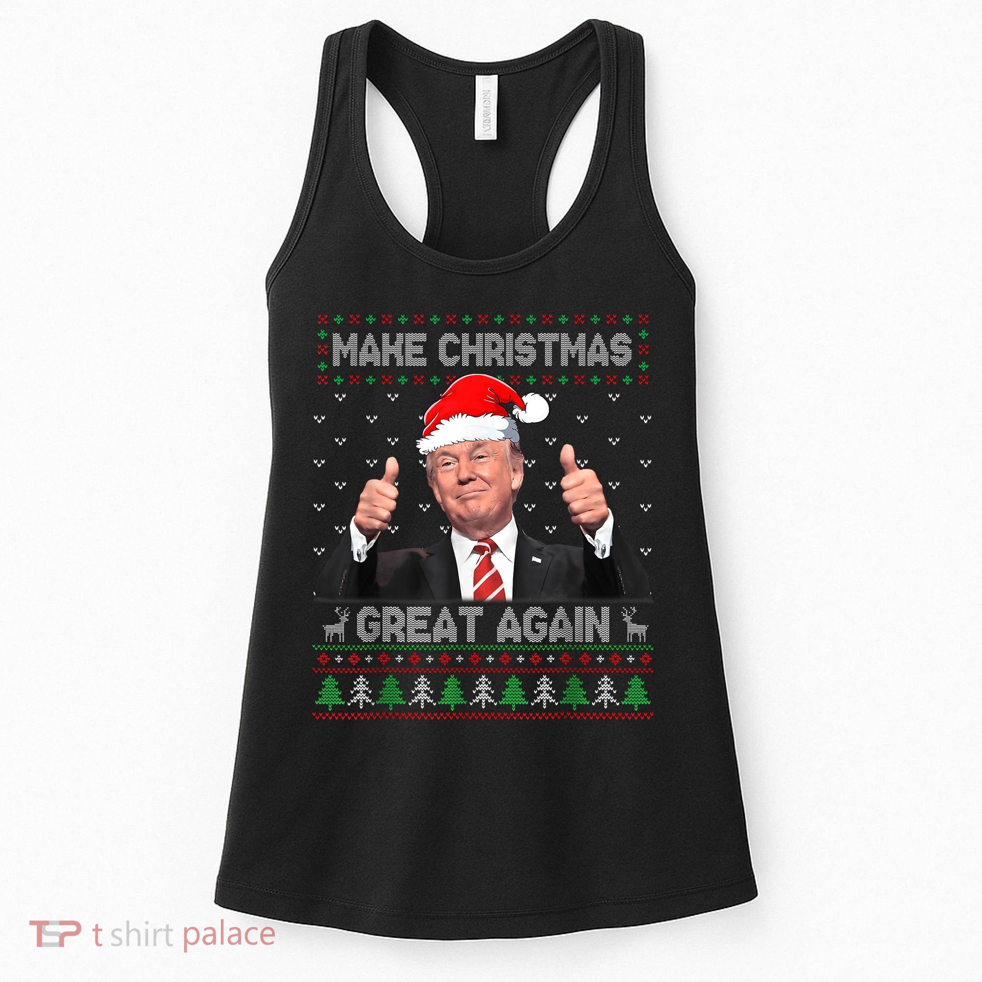 Funny Trump Make Christmas Great Again Ugly Sweater Xmas Women's Tank Top