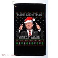 Funny Trump Make Christmas Great Again Ugly Sweater Xmas Golf Towel thumb 0