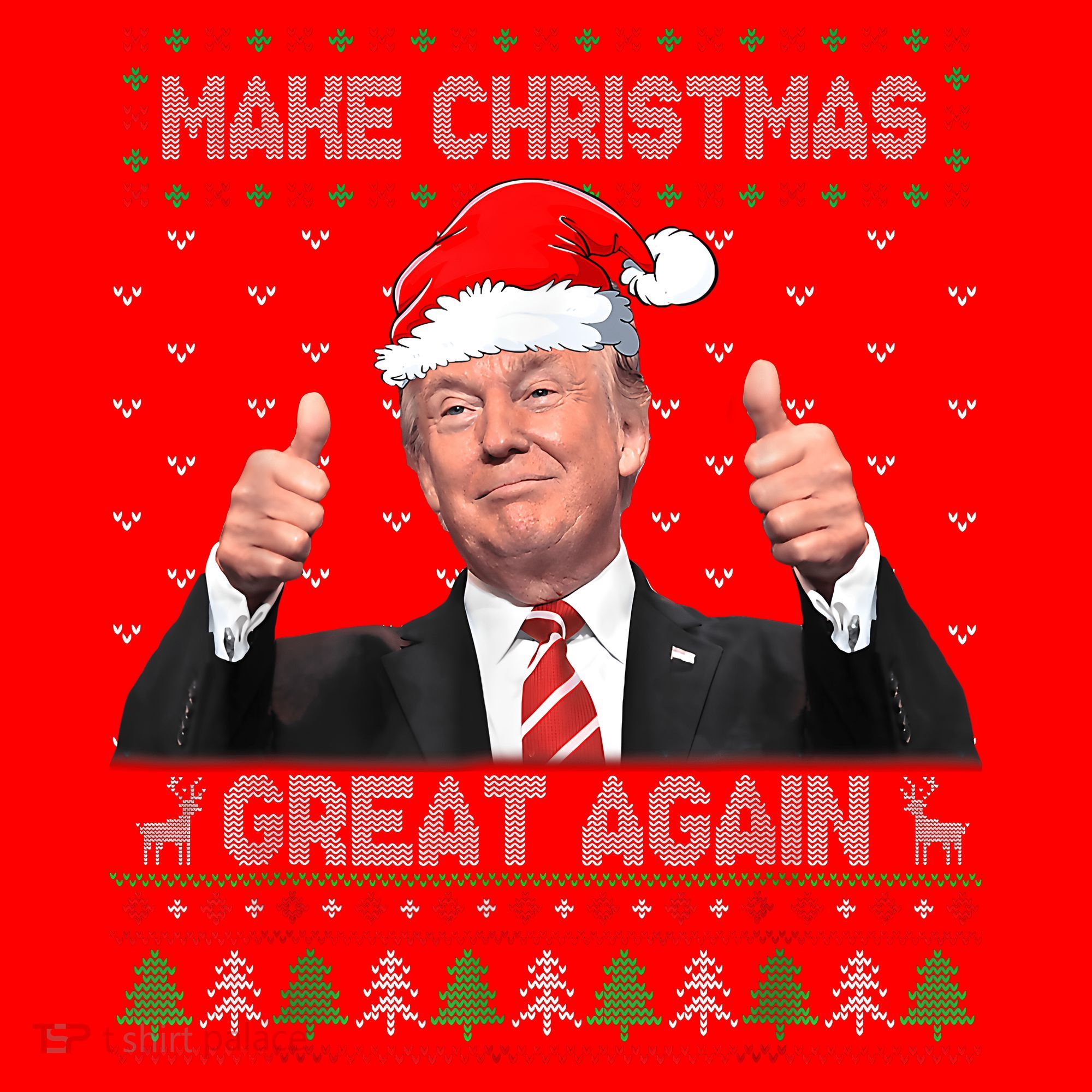 Funny Trump Make Christmas Great Again Ugly Sweater Xmas Santa Hat