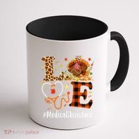 Funny Thanksgiving Medical Assistant Leopard Ki Love Pumpkin Coffee Mug thumb 1