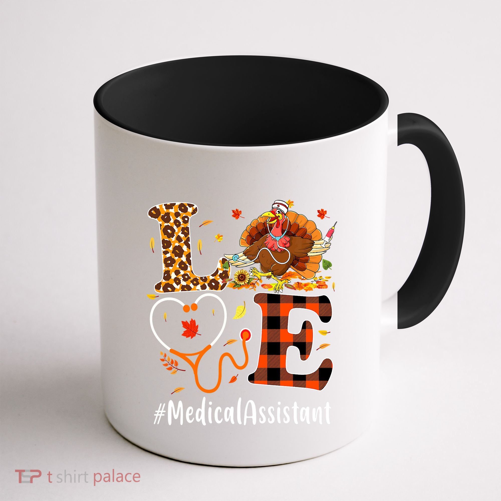 Funny Thanksgiving Medical Assistant Leopard Ki Love Pumpkin Coffee Mug