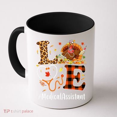 Funny Thanksgiving Medical Assistant Leopard Ki Love Pumpkin Coffee Mug