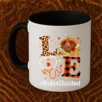 Funny Thanksgiving Medical Assistant Leopard Ki Love Pumpkin Coffee Mug thumb 2