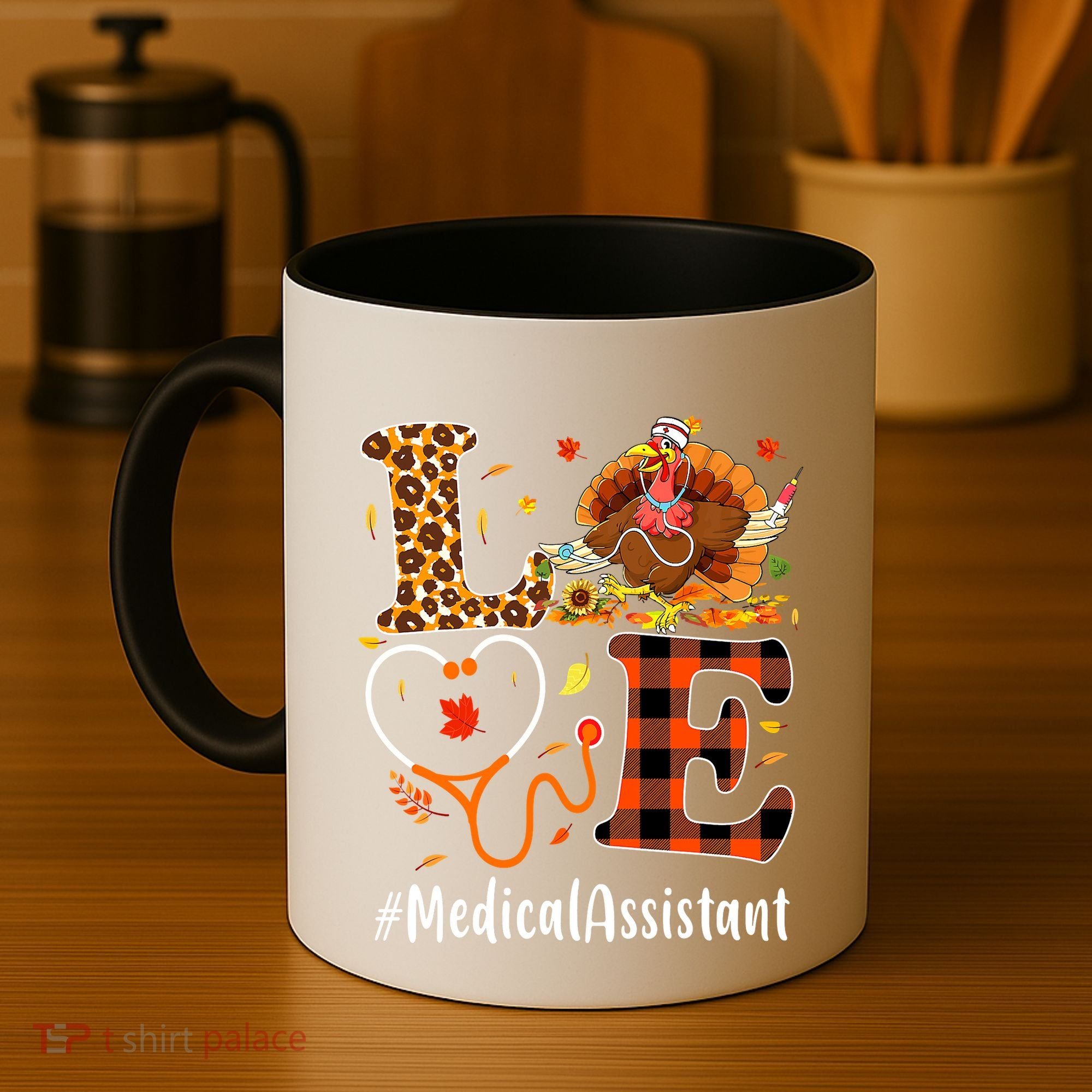 Funny Thanksgiving Medical Assistant Leopard Ki Love Pumpkin Coffee Mug