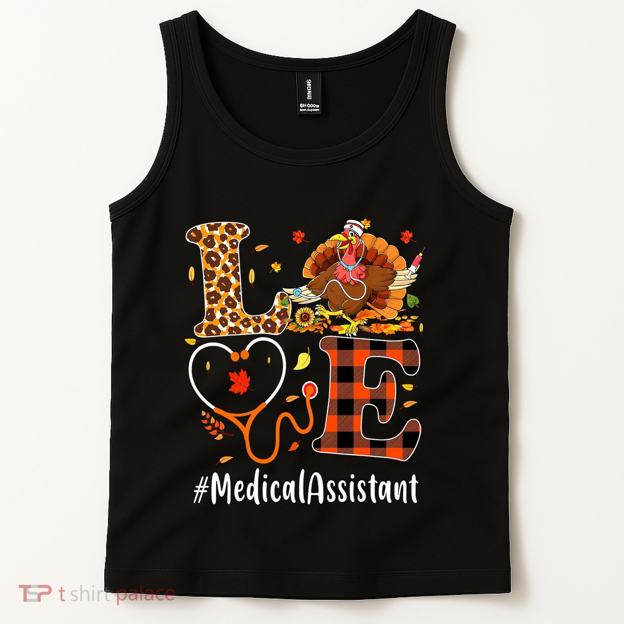 Funny Thanksgiving Medical Assistant Leopard Ki Love Pumpkin Tank Top