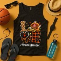 Funny Thanksgiving Medical Assistant Leopard Ki Love Pumpkin Tank Top thumb 4
