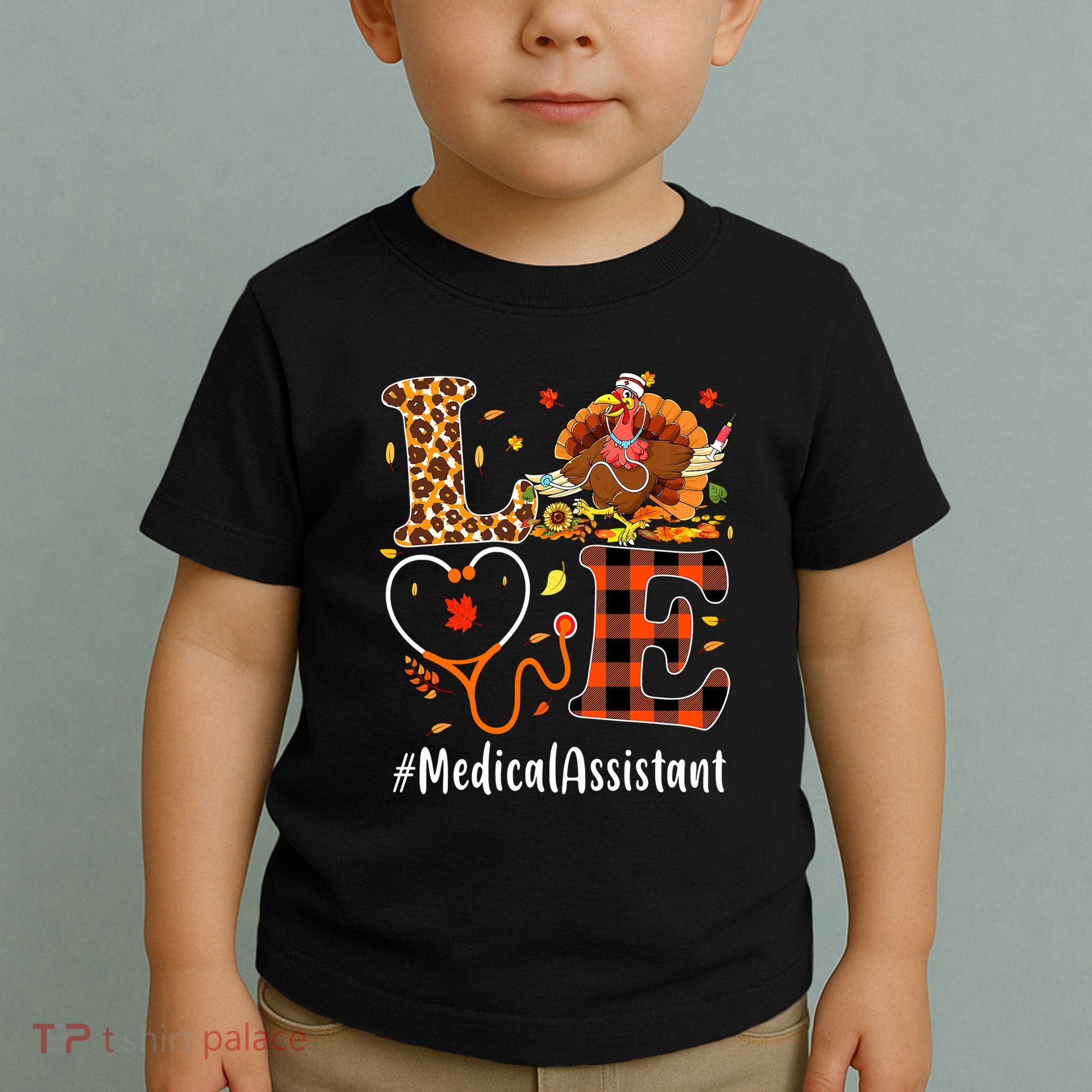 Funny Thanksgiving Medical Assistant Leopard Ki Love Pumpkin Toddler T-Shirt