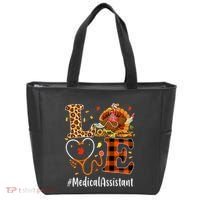 Funny Thanksgiving Medical Assistant Leopard Ki Love Pumpkin Tote Bag thumb 0