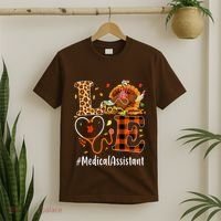 Funny Thanksgiving Medical Assistant Leopard Ki Love Pumpkin T-Shirt thumb 2