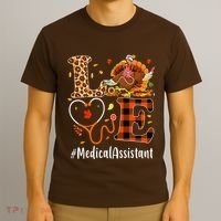 Funny Thanksgiving Medical Assistant Leopard Ki Love Pumpkin T-Shirt thumb 3