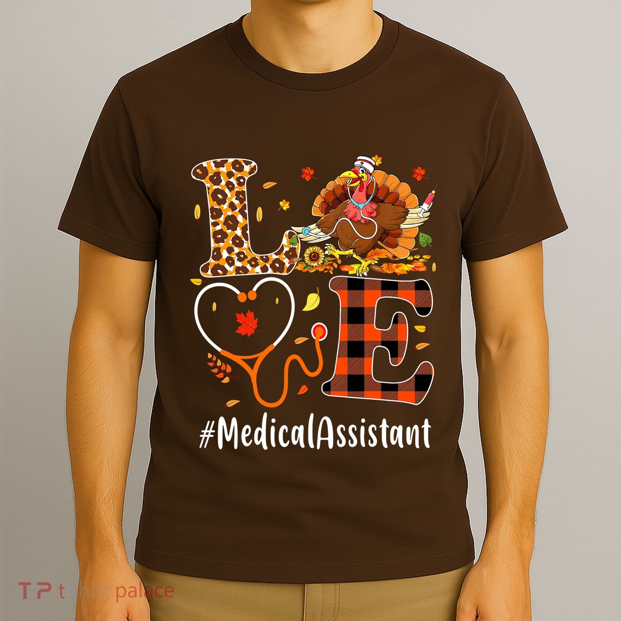Funny Thanksgiving Medical Assistant Leopard Ki Love Pumpkin T-Shirt