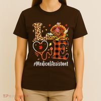 Funny Thanksgiving Medical Assistant Leopard Ki Love Pumpkin T-Shirt thumb 4