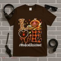 Funny Thanksgiving Medical Assistant Leopard Ki Love Pumpkin T-Shirt thumb 5