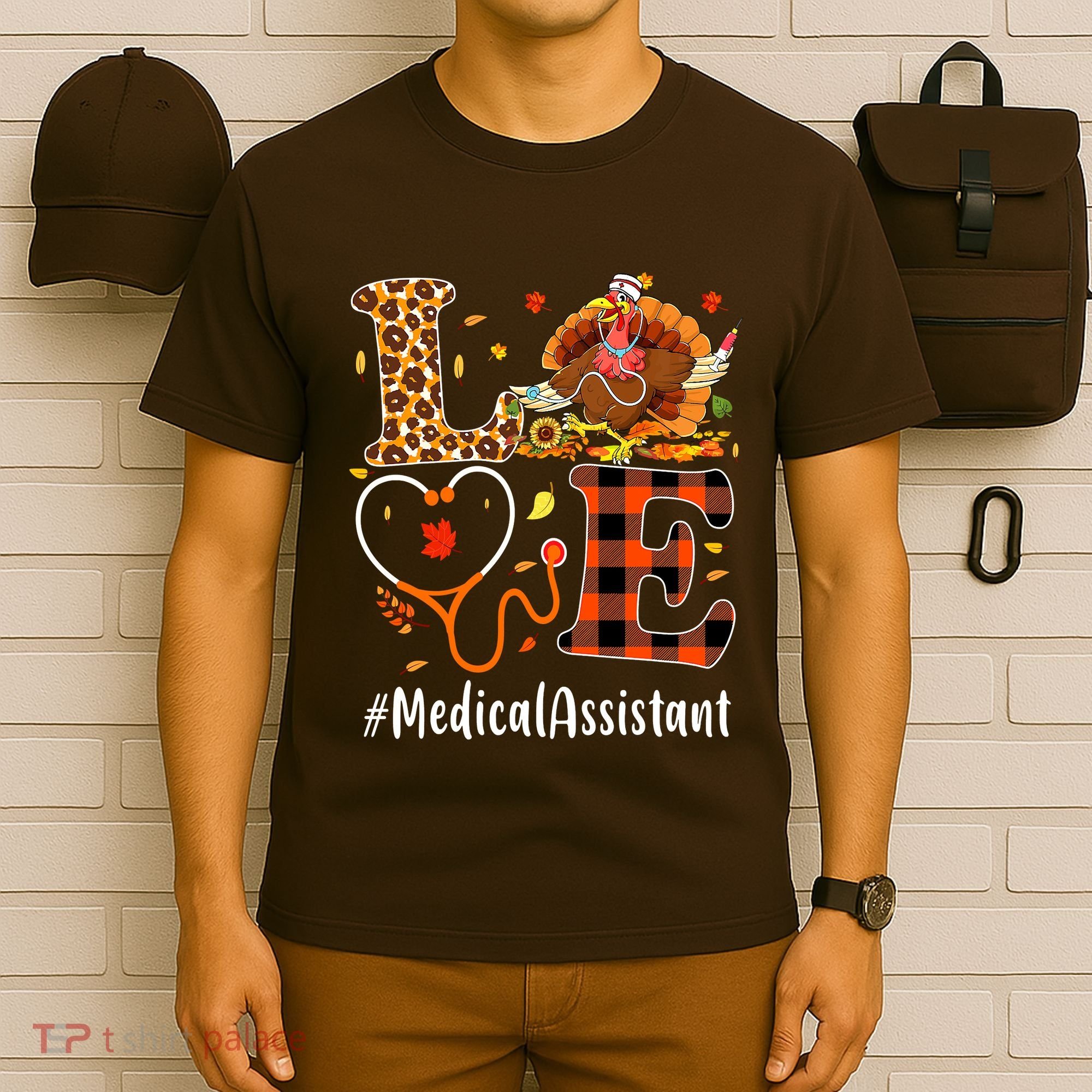 Funny Thanksgiving Medical Assistant Leopard Ki Love Pumpkin T-Shirt