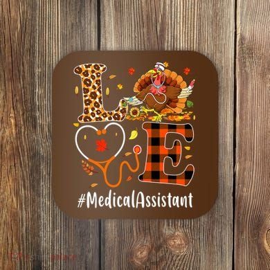 Funny Thanksgiving Medical Assistant Leopard Ki Love Pumpkin Coaster