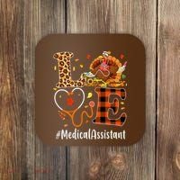 Funny Thanksgiving Medical Assistant Leopard Ki Love Pumpkin Coaster thumb 0