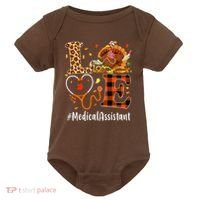 Funny Thanksgiving Medical Assistant Leopard Ki Love Pumpkin Baby Bodysuit thumb 0