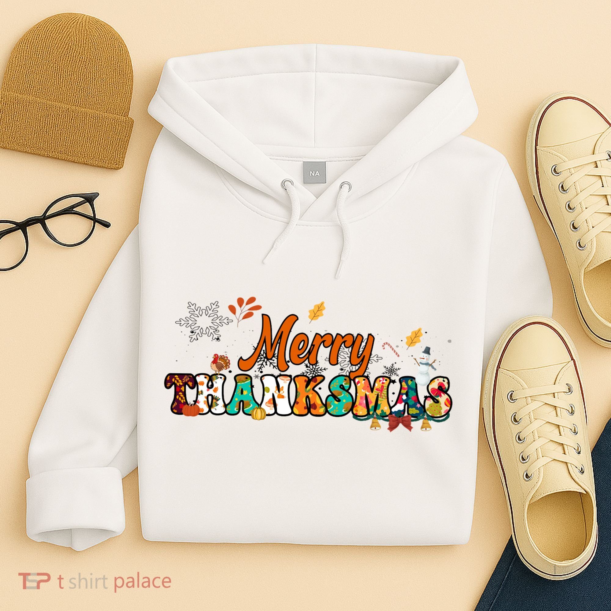 Funny Thanksmas Merry Thanksmas Thanksgiving Christmas Hoodie