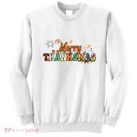 Funny Thanksmas Merry Thanksmas Thanksgiving Christmas Sweatshirt thumb 0