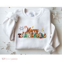 Funny Thanksmas Merry Thanksmas Thanksgiving Christmas Sweatshirt thumb 2