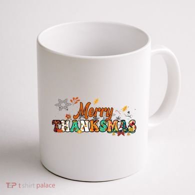 Funny Thanksmas Merry Thanksmas Thanksgiving Christmas Coffee Mug back