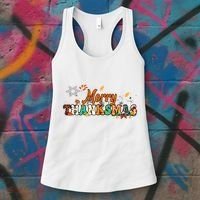 Funny Thanksmas Merry Thanksmas Thanksgiving Christmas Women's Tank Top thumb 3