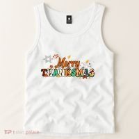 Funny Thanksmas Merry Thanksmas Thanksgiving Christmas Tank Top thumb 2