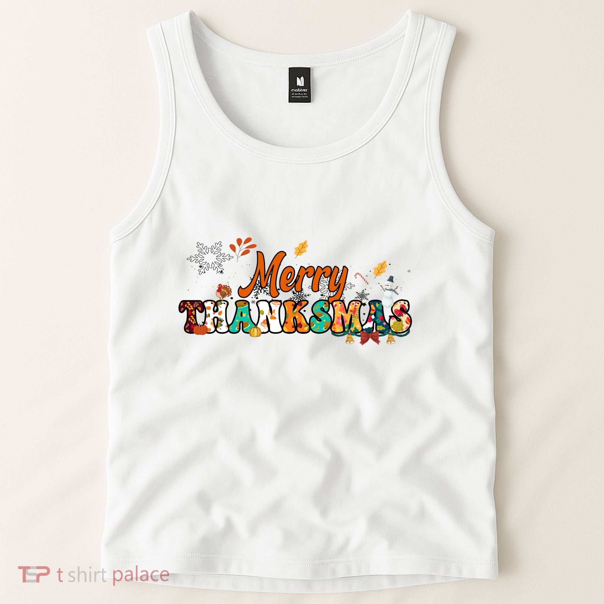 Funny Thanksmas Merry Thanksmas Thanksgiving Christmas Tank Top