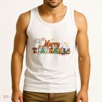 Funny Thanksmas Merry Thanksmas Thanksgiving Christmas Tank Top thumb 3