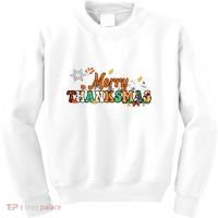 Funny Thanksmas Merry Thanksmas Thanksgiving Christmas Kids Sweatshirt thumb 0