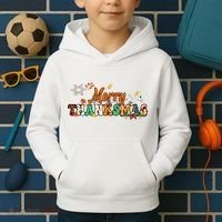 Funny Thanksmas Merry Thanksmas Thanksgiving Christmas Kids Hoodie thumb 2