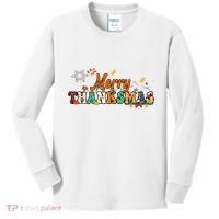 Funny Thanksmas Merry Thanksmas Thanksgiving Christmas Kids Long Sleeve Shirt thumb 0