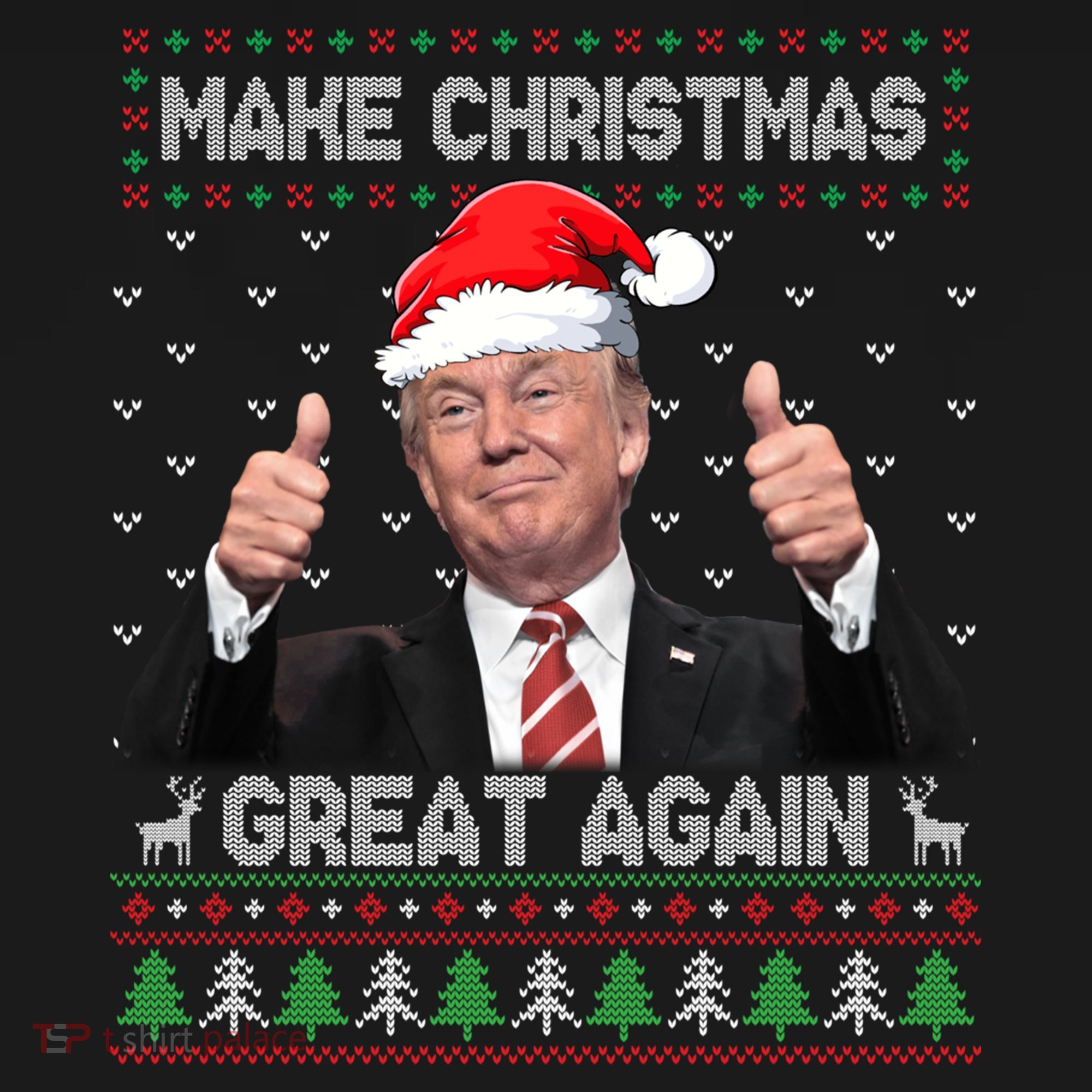 Funny Trump Make Christmas Great Again Ugly Sweater Xmas Meaningful Gift USA-Made Doggie Bandana