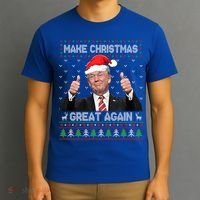 Funny Trump Make Christmas Great Again Ugly Sweater Xmas Meaningful Gift T-Shirt thumb 3