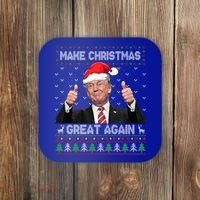 Funny Trump Make Christmas Great Again Ugly Sweater Xmas Meaningful Gift Coaster thumb 0