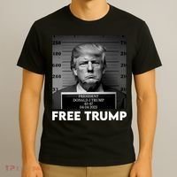 Free Trump Mug Shot Trump Not Guilty MugShot T-Shirt thumb 3